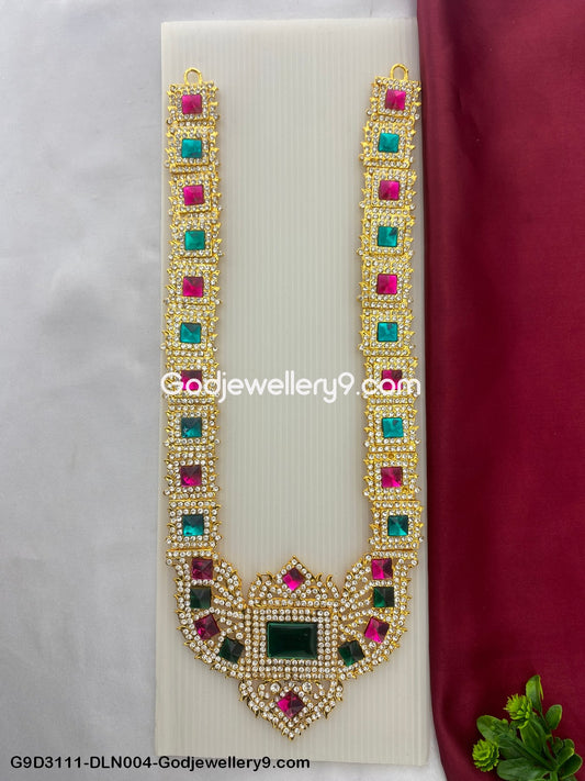 1 Step Long Deity Haram Necklace for God Swamy Alankaram G9D3111-DLN004-Godjewellery9.com 1