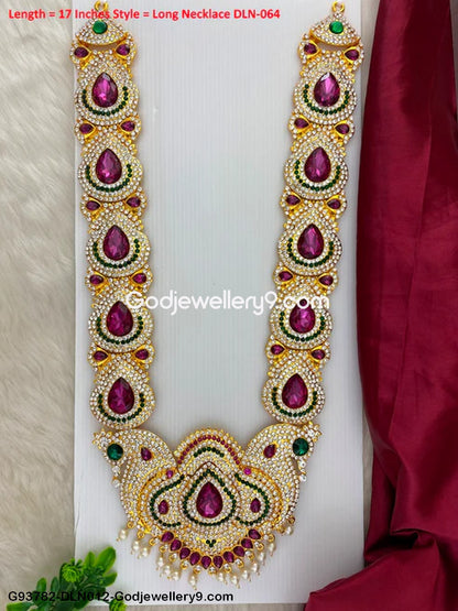1 Step Long Deity Ornaments Haram Necklace for God Idols G93782-DLN012-Godjewellery9.com 1