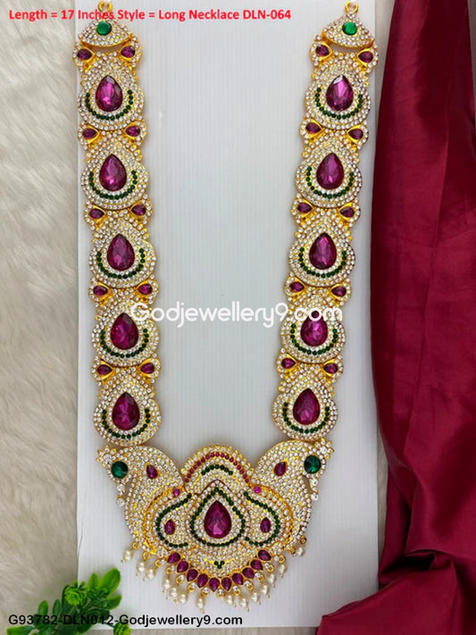 1 Step Long Deity Ornaments Haram Necklace for God Idols G93782-DLN012-Godjewellery9.com 1