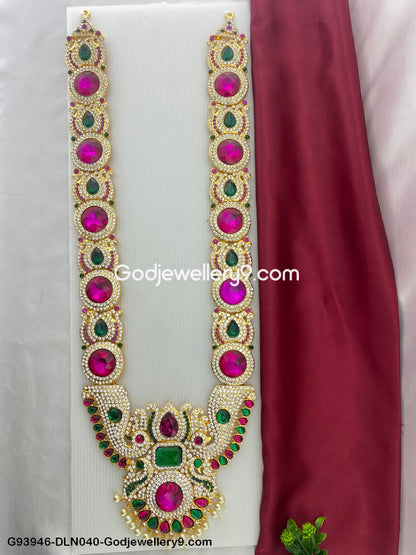 1 Step Long Haram Necklace for Deity God Temple Alankaram G93946-DLN040-Godjewellery9.com 1