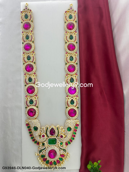 1 Step Long Haram Necklace for Deity God Temple Alankaram G93946-DLN040-Godjewellery9.com 1