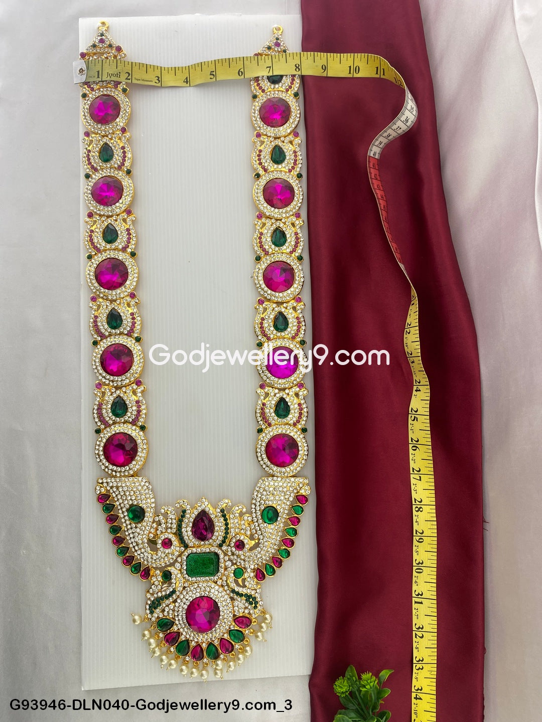 1 Step Long Haram Necklace for Deity God Temple Alankaram G93946-DLN040-Godjewellery9.com 3