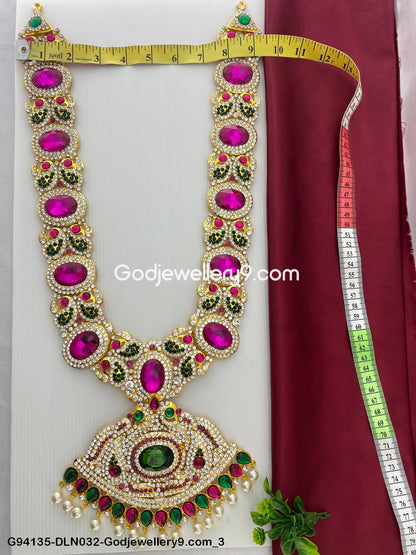 1 Step Long Jewellery Haram Necklace for Deity God Murti G94135-DLN032-Godjewellery9.com 3