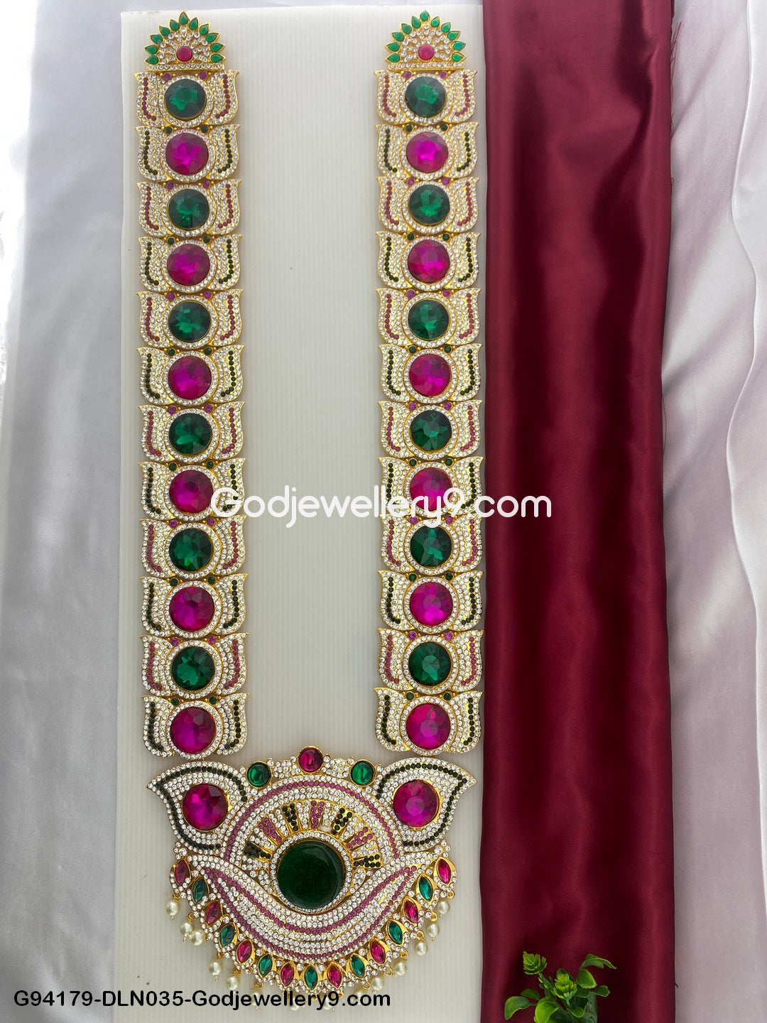 Alankaram 1 Step Long Haram Necklace for Deity God Moorthy G94179-DLN035-Godjewellery9.com 1
