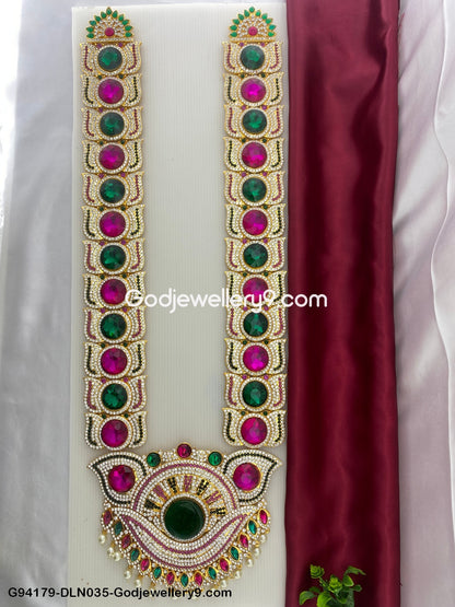 Alankaram 1 Step Long Haram Necklace for Deity God Moorthy G94179-DLN035-Godjewellery9.com 1