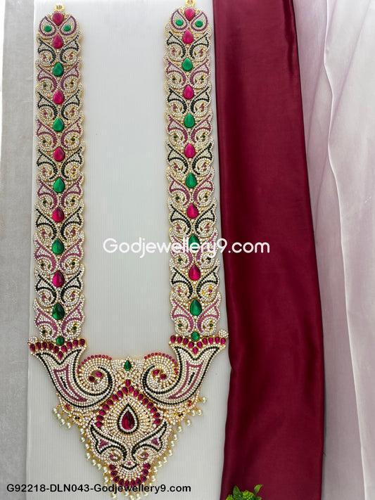 Alankaram 1 Step Long Haram Necklace for Deity Mata and God G92218-DLN043-Godjewellery9.com 1