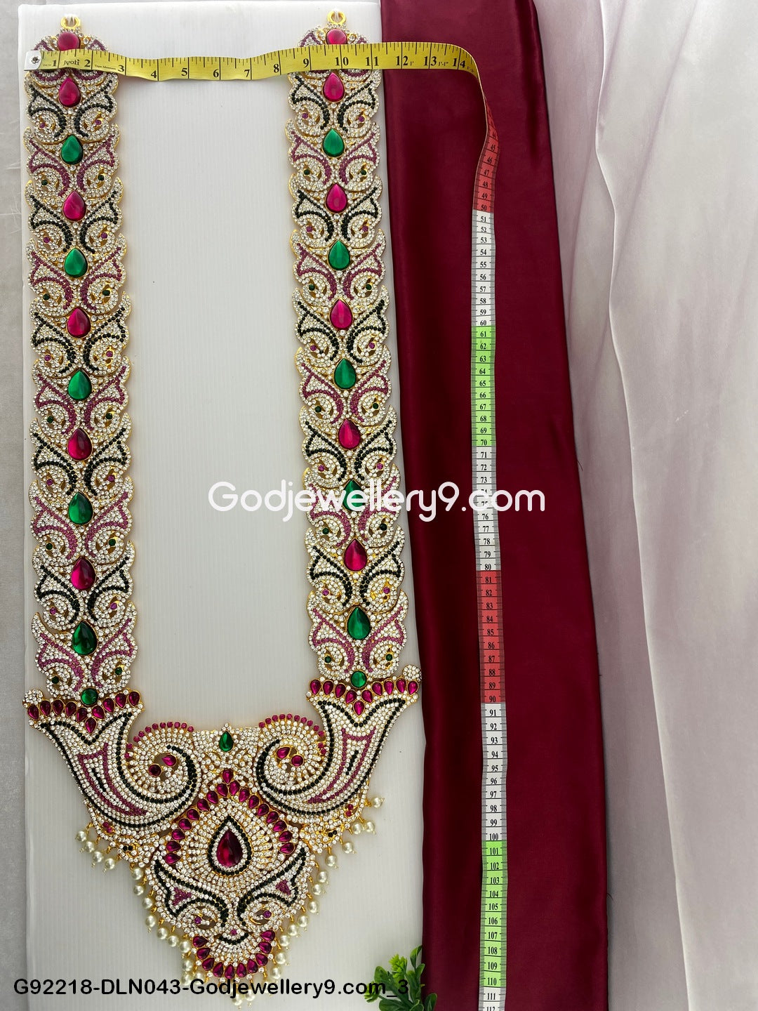 Alankaram 1 Step Long Haram Necklace for Deity Mata and God G92218-DLN043-Godjewellery9.com 3