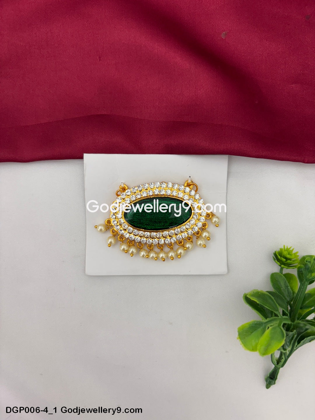 Amman Deity God Jewelley Green Dollar Pendant For Lord Venkateshwara GodJewellery9.com DGP006-4 1
