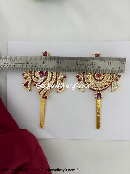 Beautiful Stone Shanku Chakra for Hindu God and Deity Alankaram Pink Color G95618-DSC001-16-Godjewellery9.com 3
