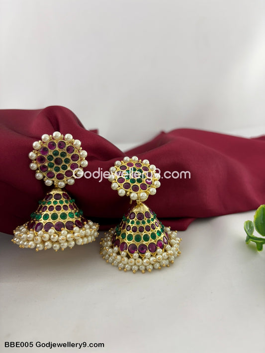 Bharatanatyam Brass Kemp Earring Jhumkas Godjewellery9 BBE005