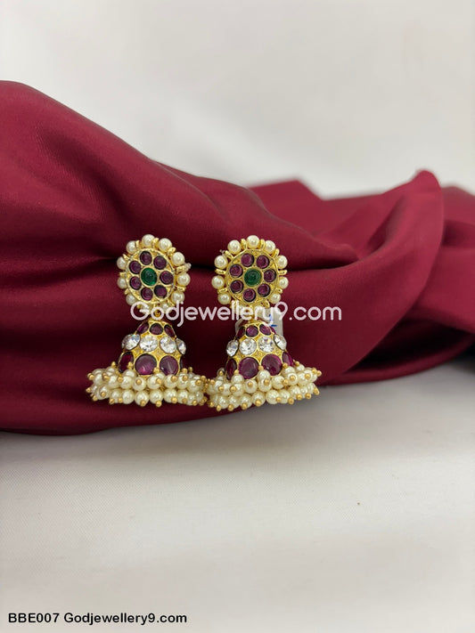 Bharatanatyam Brass Kemp Earring Jhumki Godjewellery9 BBE007