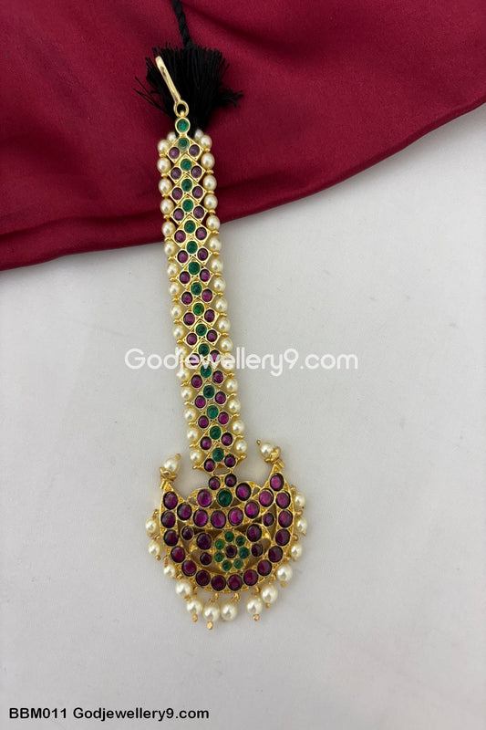 Bharatanatyam Brass Real Kemp Maang Tikka Godjewellery9 BBM011