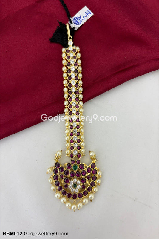 Bharatanatyam Brass Real Kemp Maang Tikka Silver Look Like Godjewellery9 BBM012