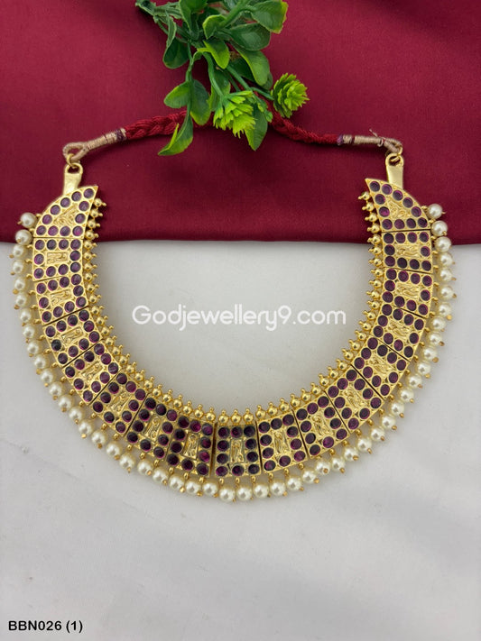 Bharatanatyam Dance Short Real Kemp Necklace Haram Godjewellery9 BBN026