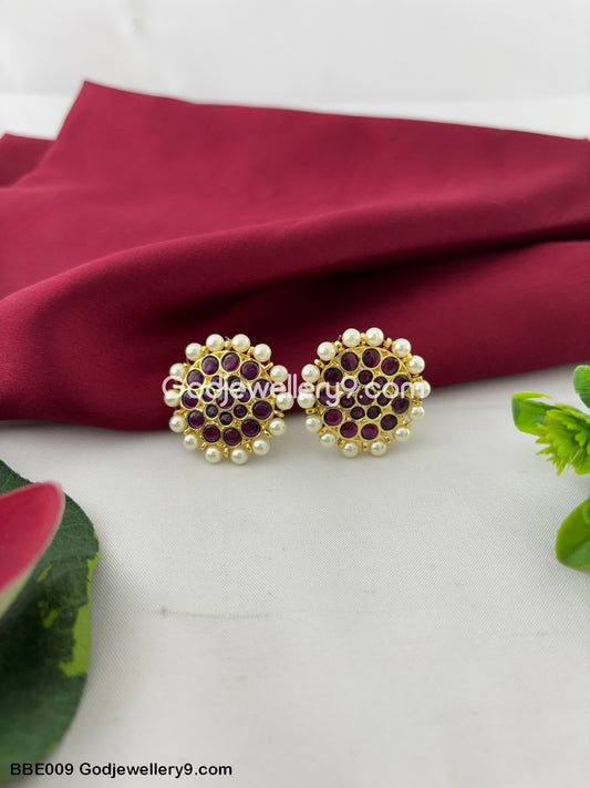 Bharatanatyam Real kemp Earrings Brass Godjewellery9 BBE009