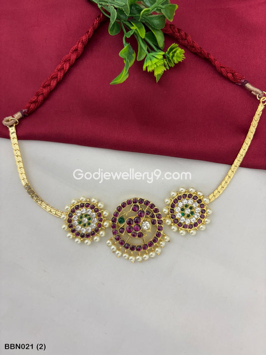Bharatanatyam Short Real Kemp Brass Necklace Haram Godjewellery9 BBN021