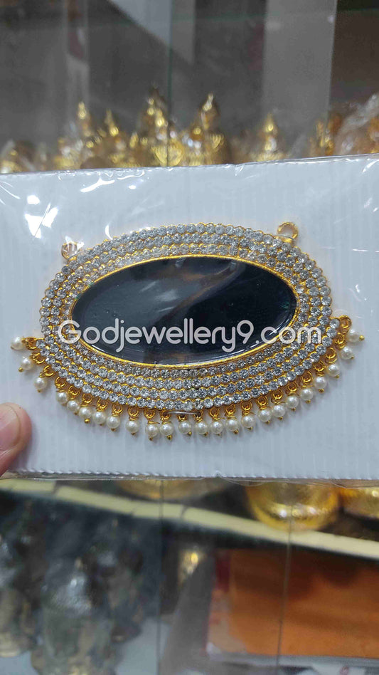 Blue Big Oval Dollar Pendant For Hindu God And Deity Chest Jewellery R12 Godjewellery9