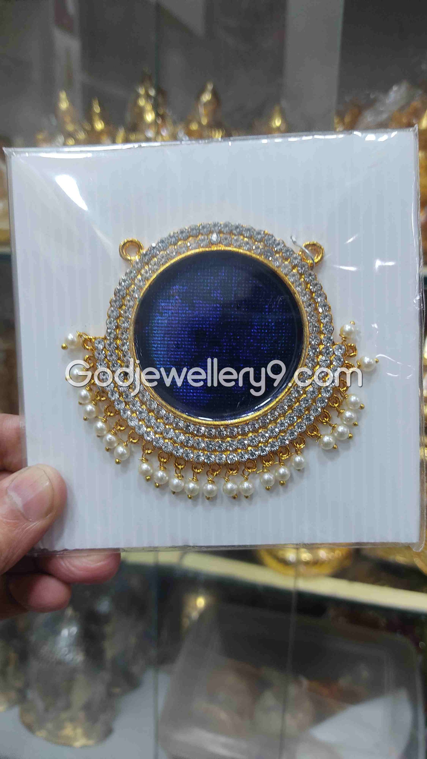 Blue Big Round Dollar Pendant Pathakam For Hindu God And Deity Chest Jewellery R3 Godjewellery9