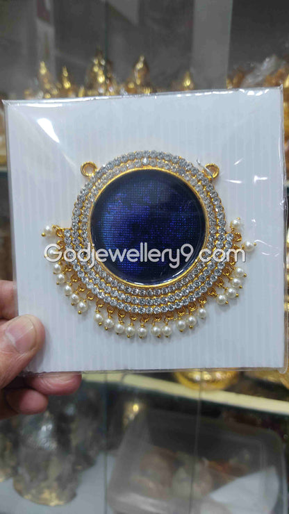 Blue Big Round Dollar Pendant Pathakam For Hindu God And Deity Chest Jewellery R3 Godjewellery9