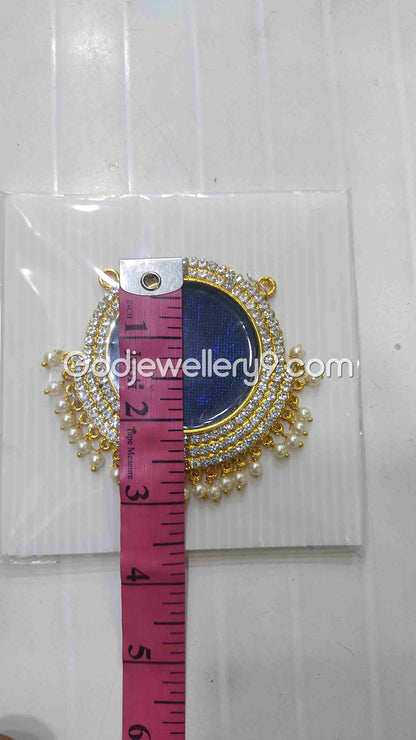 Blue Big Round Dollar Pendant Pathakam For Hindu God And Deity Chest Jewellery R3 Godjewellery9 1