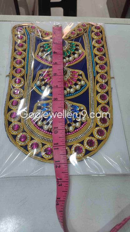 Blue Long Decoration Stone Necklace Haram Kavasam Jewellery For God Deity 1 godjewellery9