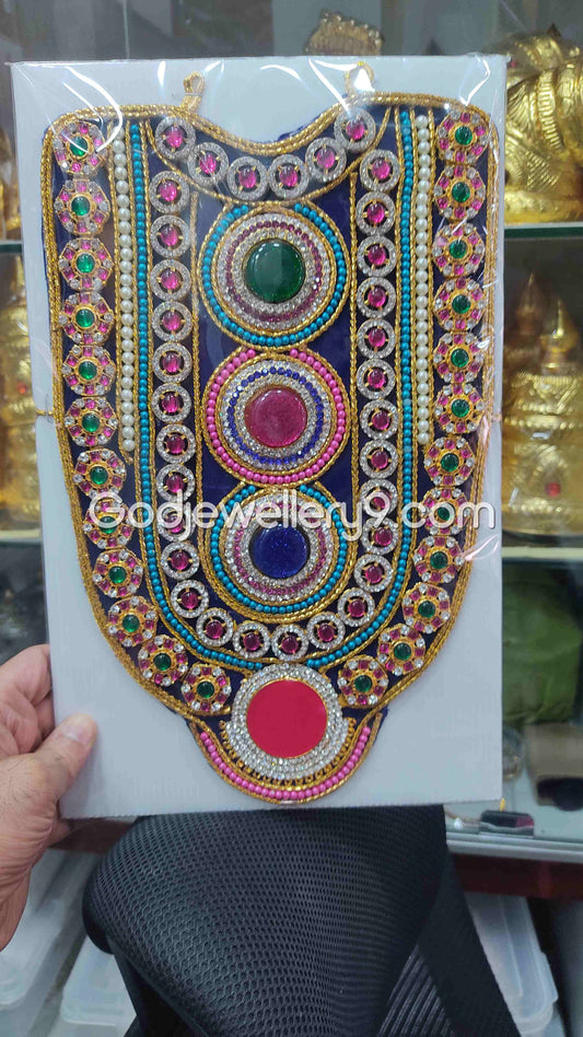 Blue Long Necklace Haram Kavasam Jewellery For God Deity godjewellery9