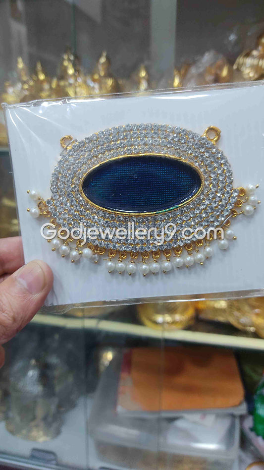 Blue Medium Oval Dollar Pendant For Hindu God And Deity R15 Godjewellery9