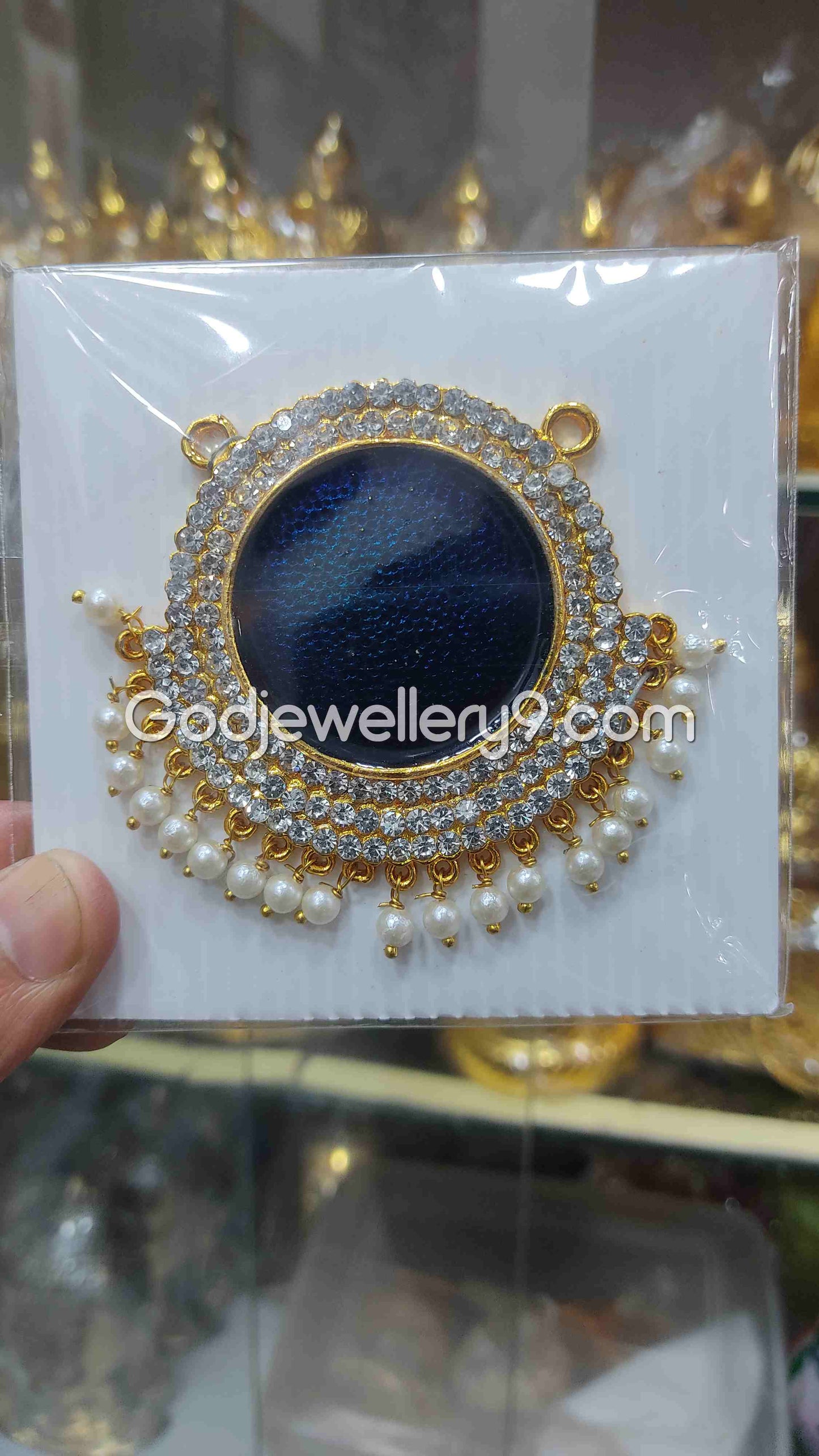 Blue Medium Round Dollar Pendant For Hindu God And Deity R6 Godjewellery9