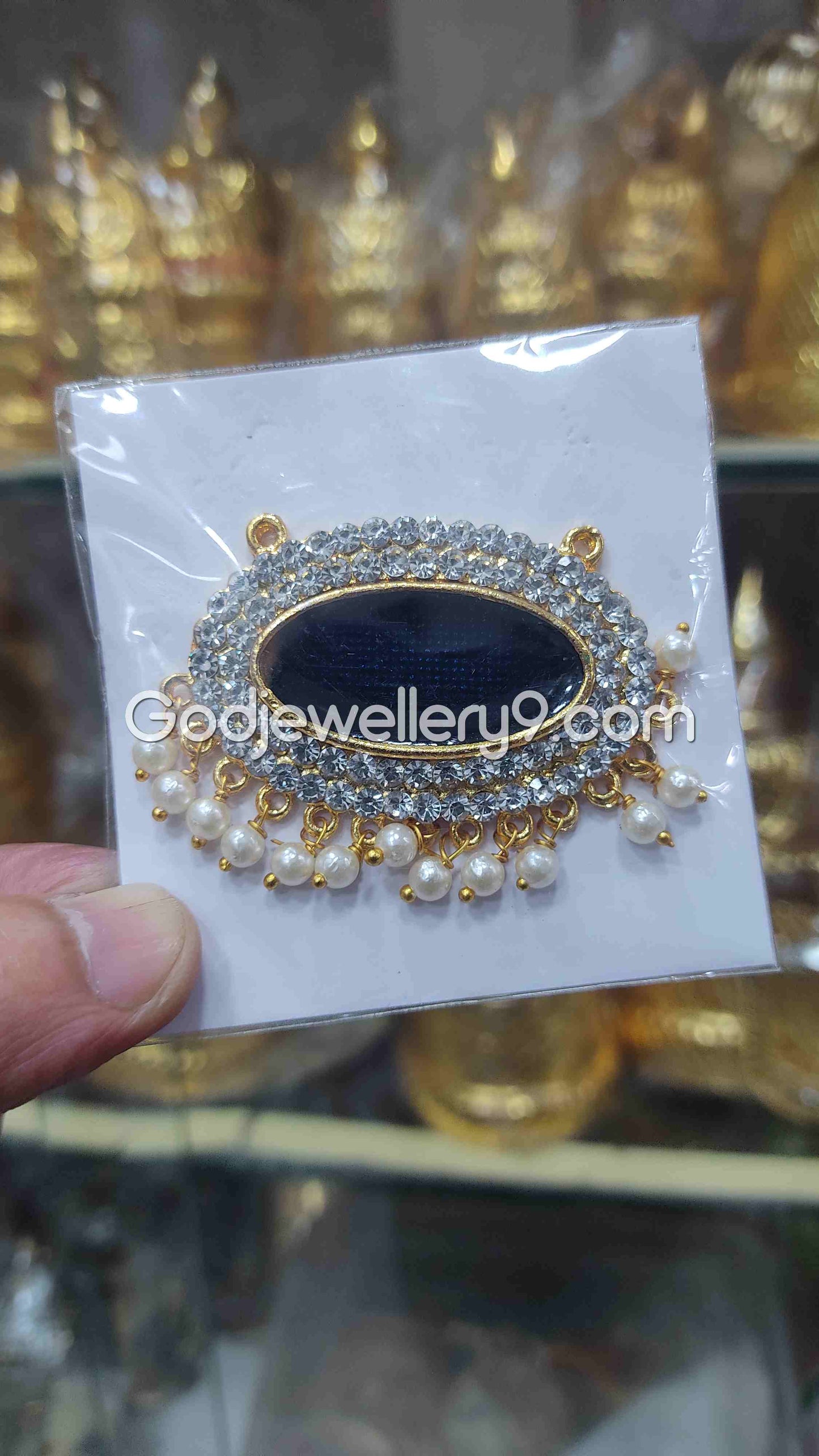 Blue Small Oval Dollar Pendant For Hindu God And Deity R18 Godjewellery9