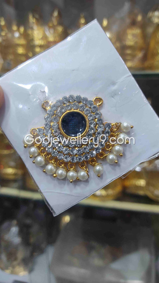 Blue Small Round Dollar Pendant For Hindu God And Deity R9 Godjewellery9