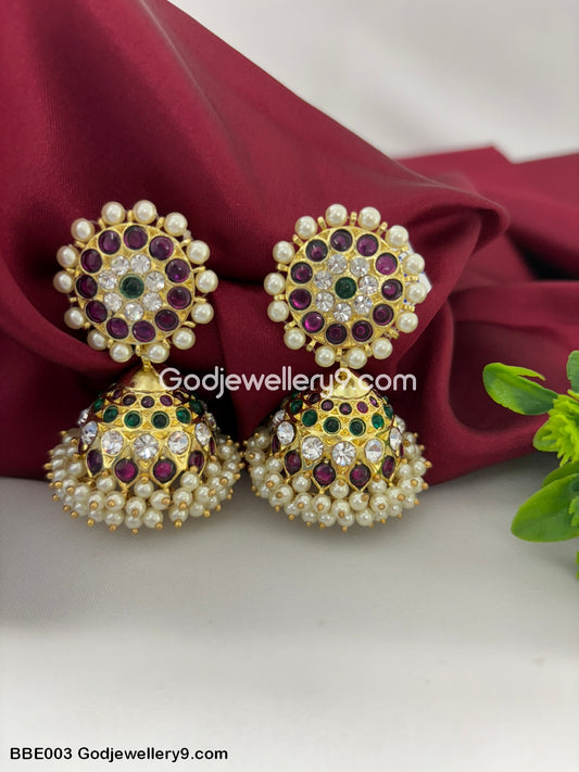 Brass Kemp Bharatanatyam Earring Jhumkas Godjewellery9 BBE003