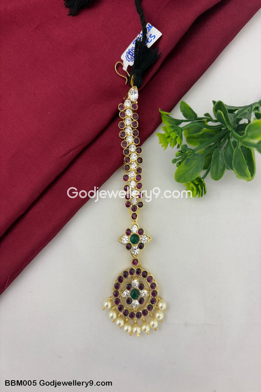 Brass Kemp Maang Tikka For Bharatanatyam Godjewellery9 BBM005