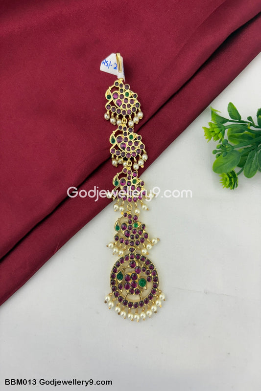 Brass Kemp Nettichutti Maang Tikka for Bharatanatyam Godjewellery9 BBM013