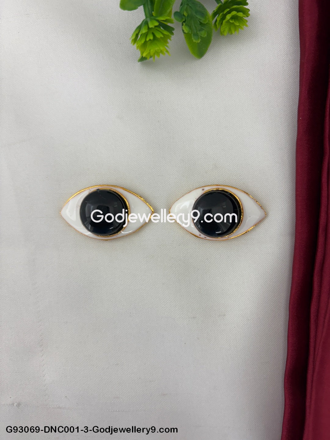 Buy Deity Eyes Online Brass Silver and Stone Studded Eyes for Hindu Gods G93069-DNC001-3-Godjewellery9.com