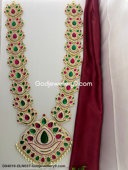 Deity 1 Step Long Haram Necklace for Amman Swamy and God G94019-DLN037-Godjewellery9.com 1