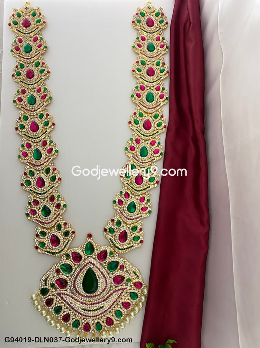 Deity 1 Step Long Haram Necklace for Amman Swamy and God G94019-DLN037-Godjewellery9.com 1