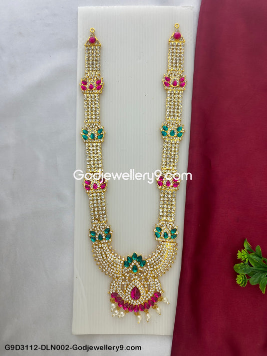 Deity 1 Step Long Haram Necklace for God Temple Idols G9D3112-DLN002-Godjewellery9.com 1
