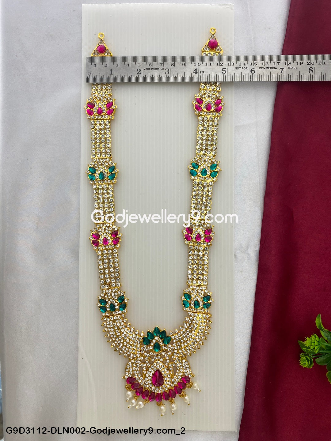Deity 1 Step Long Haram Necklace for God Temple Idols G9D3112-DLN002-Godjewellery9.com 2