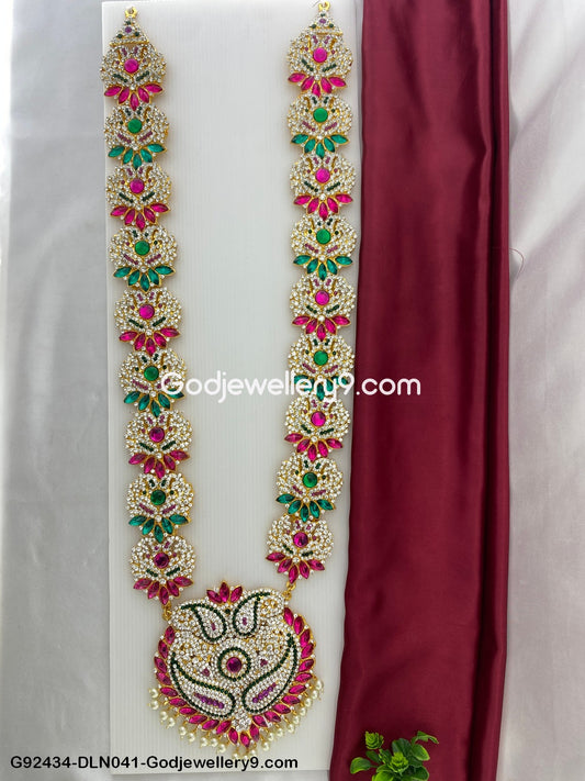 Deity 1 Step Long Haram Necklace for Swamy God Idols G92434-DLN041-Godjewellery9.com 1