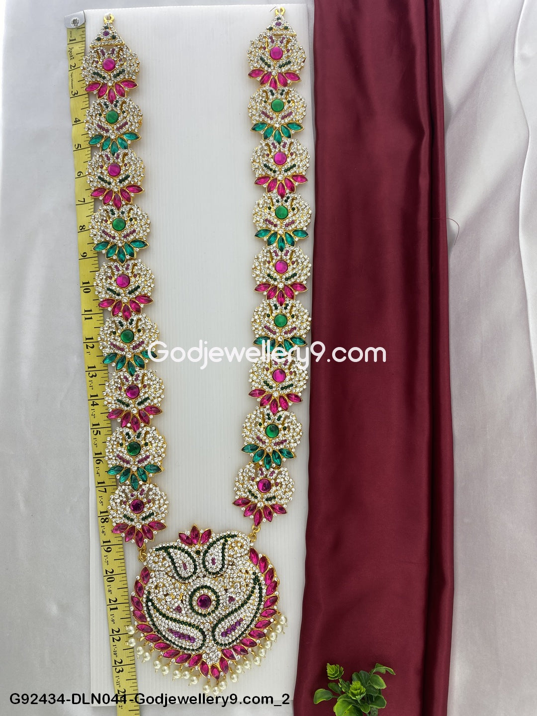 Deity 1 Step Long Haram Necklace for Swamy God Idols G92434-DLN041-Godjewellery9.com 2