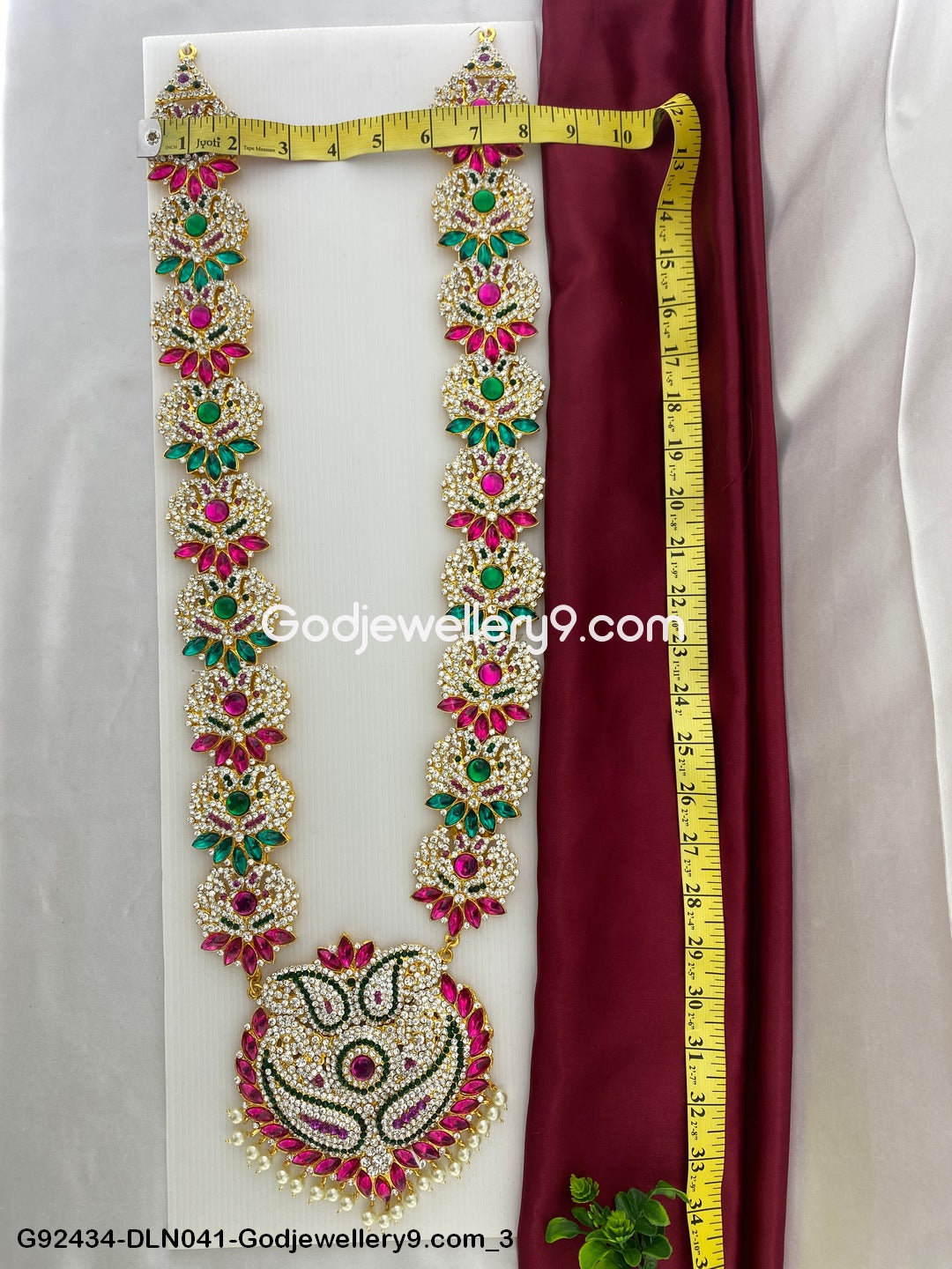 Deity 1 Step Long Haram Necklace for Swamy God Idols G92434-DLN041-Godjewellery9.com 3