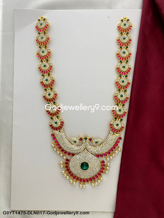 Deity 1 Step Long Temple Haram Necklace for God Vigraha G9YT1475-DLN017-Godjewellery9.com 1