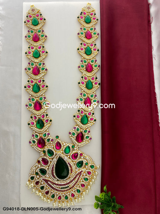 Deity Alankaram 1 Step Long Haram Necklace for God Murti G94018-DLN005-Godjewellery9.com 1