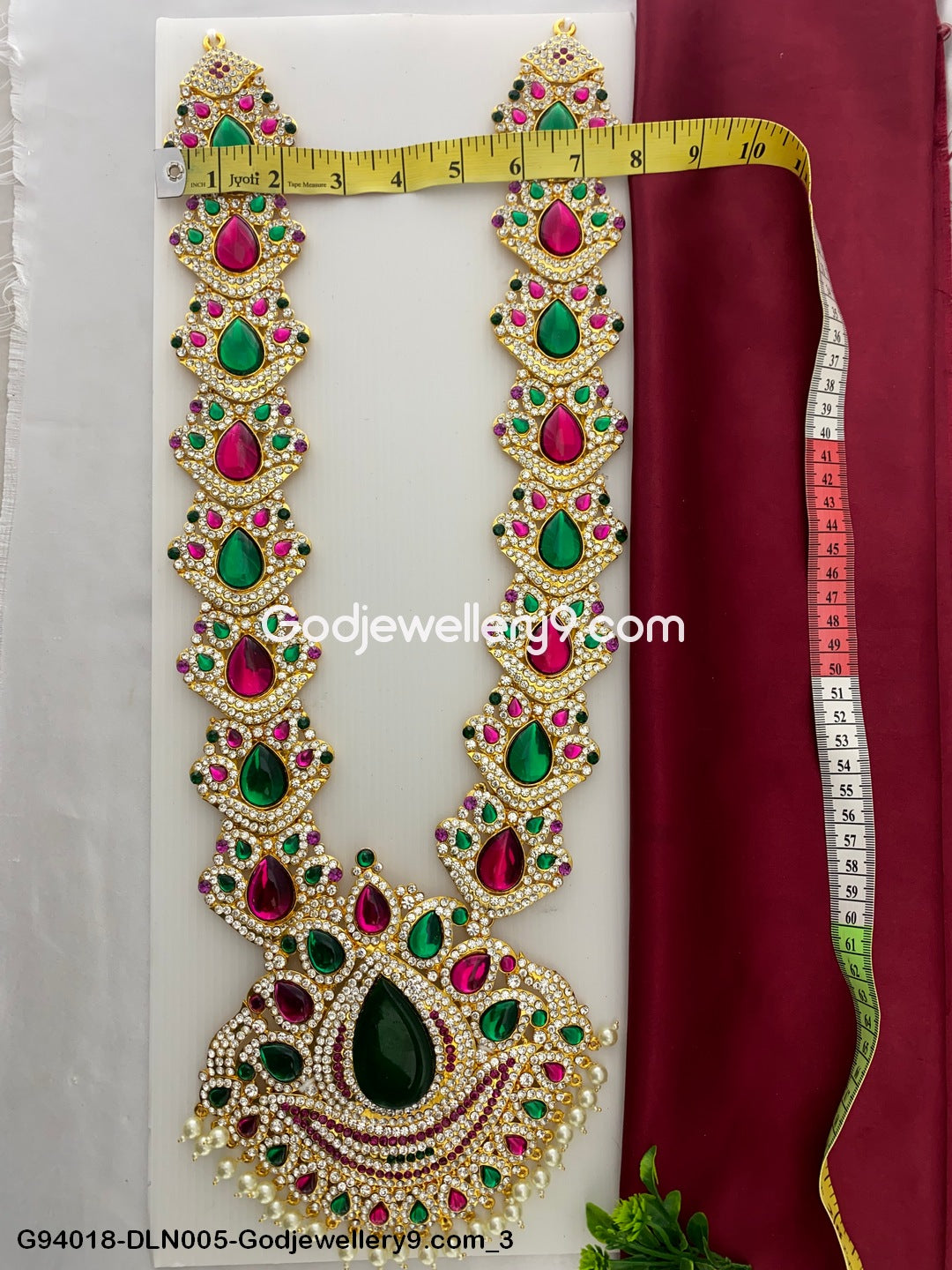 Deity Alankaram 1 Step Long Haram Necklace for God Murti G94018-DLN005-Godjewellery9.com 3