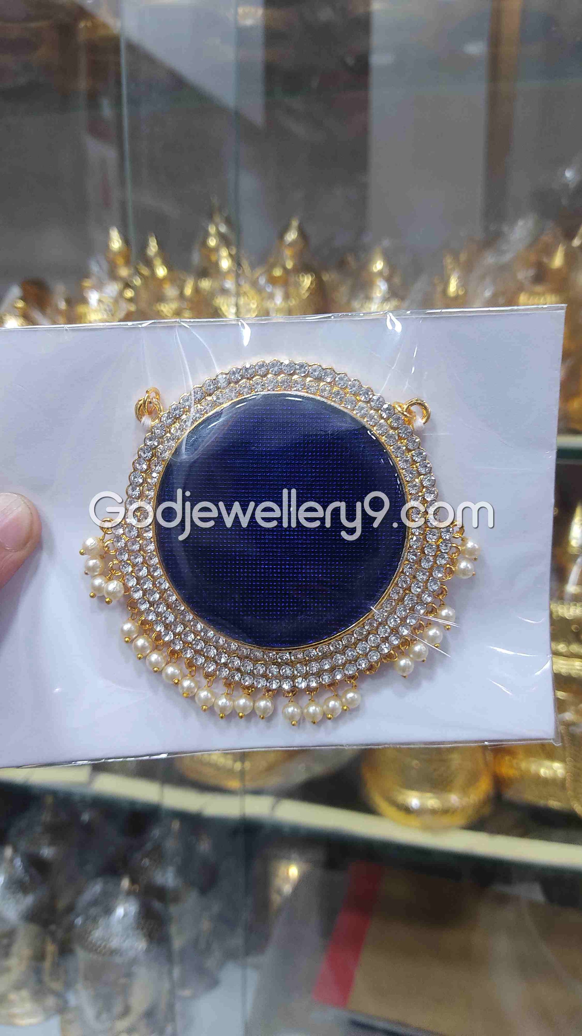 Deity Big Blue Round Stone Dollar Pendant Pathakam For God G27 Godjewellery9