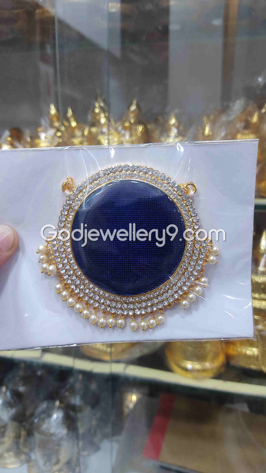 Deity Big Blue Round Stone Dollar Pendant Pathakam For God G27 Godjewellery9