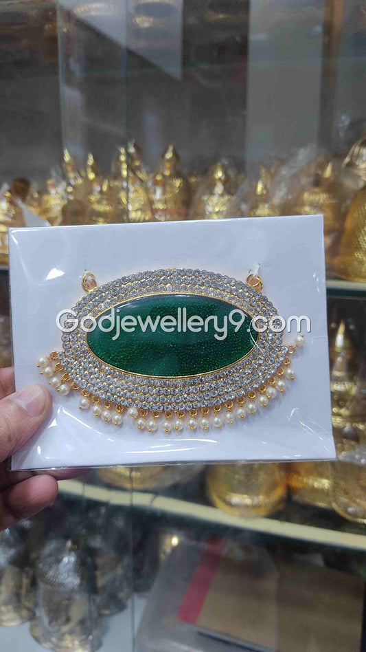 Deity Big Green Oval Stone Dollar Pendant Jewellery For God G31 godjeweller9