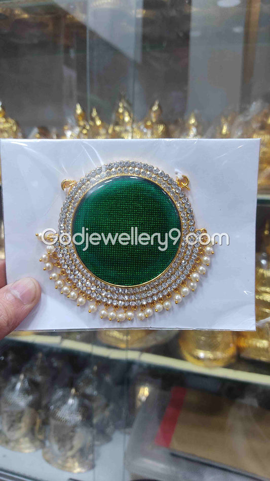 Deity Big Green Round Stone Dollar Pendant Pathakam For God G26 Godjewellery9