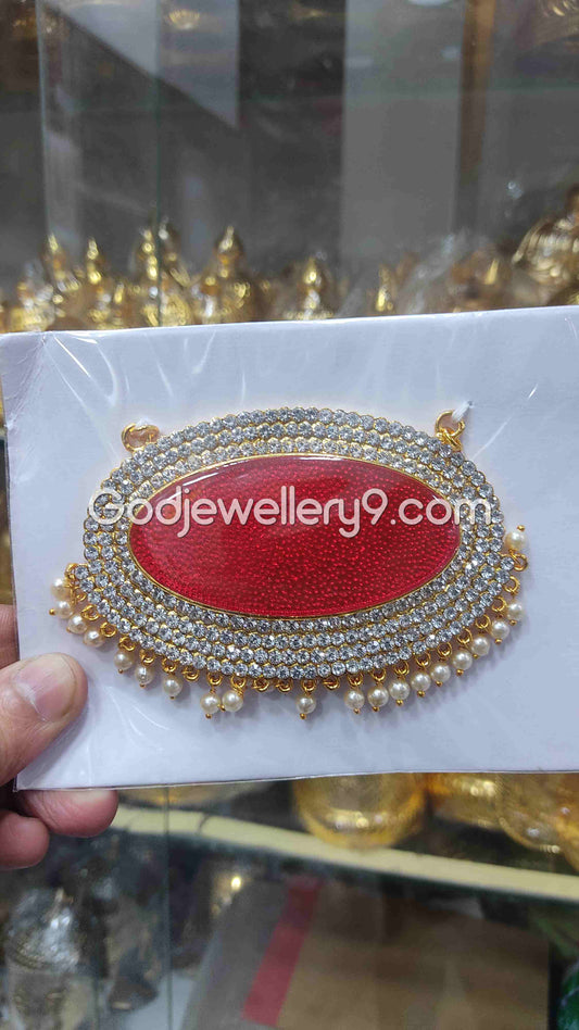 Deity Big Maroon Oval Stone Dollar Pendant Jewellery For God G33 Godjewellery9