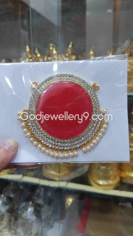 Deity Big Maroon Round Stone Dollar Pendant Pathakam For God G25 Godjewellery9